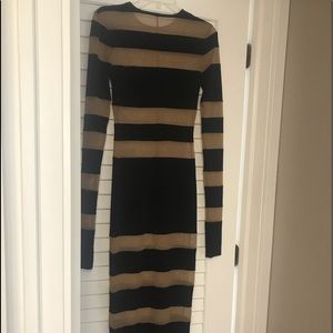 Black and Tan mesh and knit Norma Kamal dress